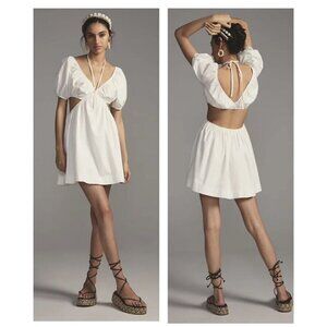 NWT Anthropologie Forever That Girl Cut Out Mini Dress M $160 White 100% Cotton